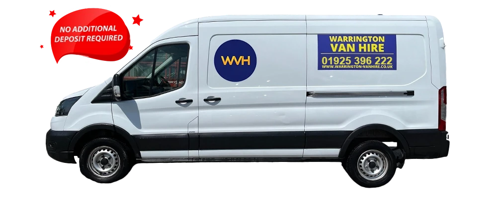 White long wheelbase high roof van from Warrington Van Hire