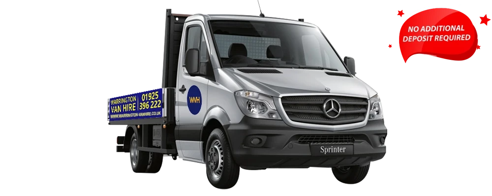 Mercedes Sprinter flatbed dropside truck from Warrington Van Hire